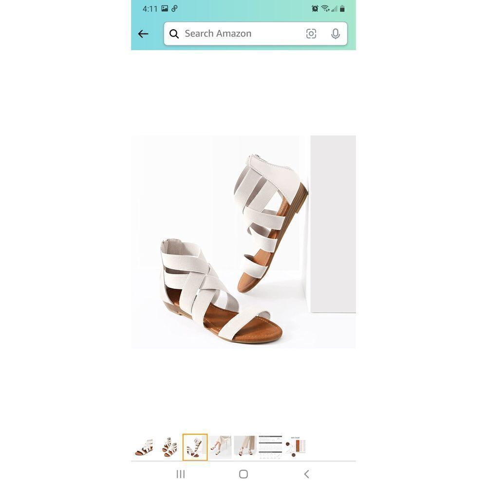 New Size 6.5 White Dream Pairs Elastica-8 Elastic Ankle Strap Sandals Su…